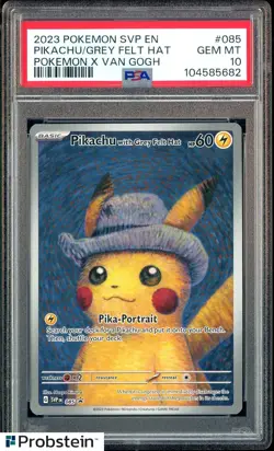 Pokemon Pikachu with Grey Felt Hat Van Gogh 085 Promo PSA 10 Graded GEM MINT - Image 1