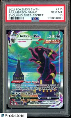 2021 Pokemon SWSH Evolving Skies Secret #215 FA Umbreon VMAX PSA 10 GEM MINT - Image 1
