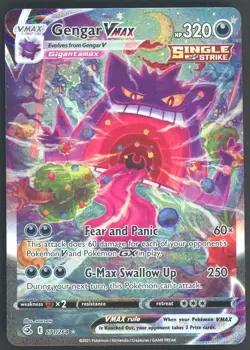 2021 Pokemon SWSH Fusion Strike Secret Rare #271 FA Gengar VMAX - Image 1