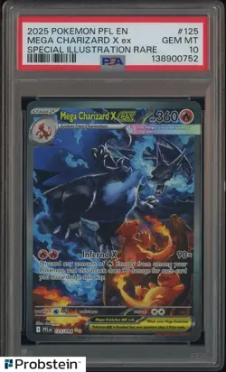 2025 Pokemon PFL En Special Illustration Rare #125 Mega Charizard X Ex PSA 10 - Image 1