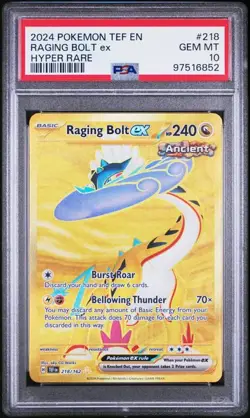 Pokemon Temporal Forces - RAGING BOLT EX - GOLD HYPER RARE - 218/162 - PSA 10 - Image 1