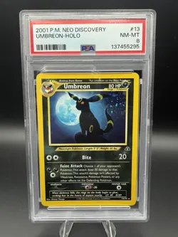 Pokemon TCG 2001 Neo Discovery Umbreon Holo #13/75 Near Mint PSA 8 - Image 1