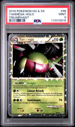 2010 POKEMON TRIUMPHANT YANMEGA PRIME #98 ULTRA RARE HOLO PSA 9 MINT #113310816 - Image 1