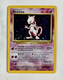 Mewtwo 1999 Pokemon Game Base Set Unlimited Holo #10/102 * Damaged - Image 1