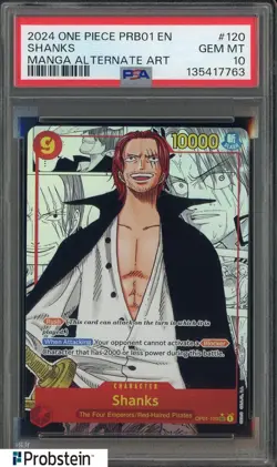 2024 One Piece PRB01 Manga Alt Art #120 Shanks PSA 10 GEM MINT - Image 1