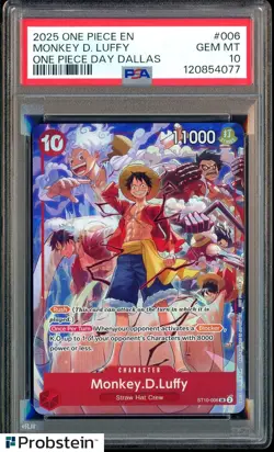 2025 One Piece Day Dallas Promo #006 Monkey D. Luffy PSA 10 GEM MINT - Image 1