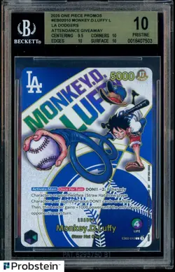 2025 One Piece Promo Dodgers Attendance Giveaway Monkey D. Luffy BGS 10 PRISTINE - Image 1