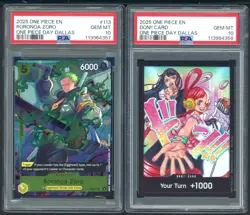 2025 One Piece Day Dallas Promo Uta & Ado Roronoa Zoro Set of 2 PSA 10 GEM MINT - Image 1