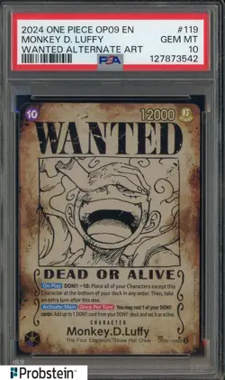 2024 One Piece OP09 EN Wanted Alternate Art #119 Monkey D. Luffy PSA 10 - Image 1