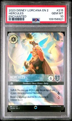 Disney Lorcana Hercules Divine Hero Rise of Floodborn Enchanted #215 PSA 10 GEM - Image 1