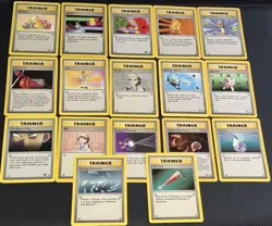 17 Pokemon TCG Vintage Trainer Lot Fossil Team Rocket Base Set Shadowless WOTC - Image 1