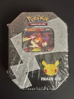 Pokemon 2021 Sword & Shield Celebrations Lance’s Charizard V Tin New and Sealed - Image 1