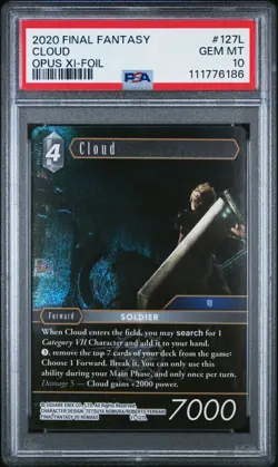 FFTCG FINAL FANTASY TCG OPUS 11 FOIL CLOUD 11-127L PSA 10 Gem Mint FF7 - Image 1