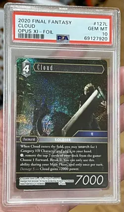 FFTCG FINAL FANTASY TCG OPUS 11 FOIL CLOUD 11-127L PSA 10 Gem Mint FF7 - Image 1