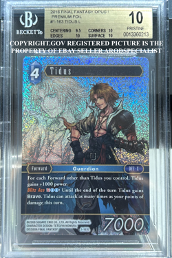 FINAL FANTASY TCG FFTCG OPUS 1 FOIL LEGEND TIDUS 1-163L BGS 10 PRISTINE PSA - Image 1