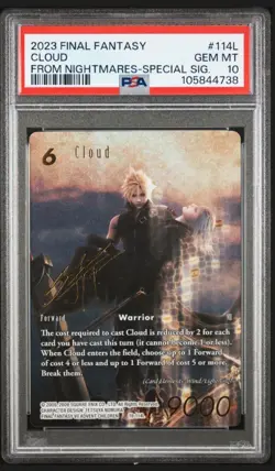 PSA 10 - FFTCG Final Fantasy TCG Cloud 19-114L Signature From Nightmare - Image 1