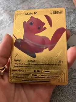 Pokemon Mew V Gold Foil Fan Art Collector Card - 180 HP - Image 1