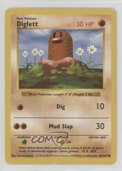 Diglett Shadowless Pokemon Base Set #47 1999 - Image 1