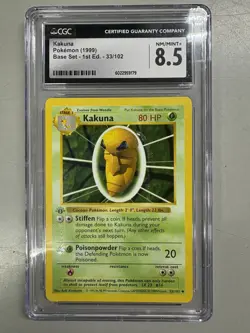 CGC 8.5 Kakuna 1999 Base Set 1st Edition 33/102 Pokemon Card - Image 1