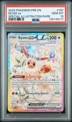 2025 POKEMON PRE EN-PRISMATIC EVOLUTIONS #167 EEVEE EX PSA 10 - Image 1