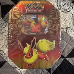 Pokemon TCG: Elemental Power Tin Flareon GX + 4 Packs (Sun & Moon) SEALED - Image 1