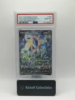 2021 POKEMON SWORD & SHIELD CHILLING REIGN FULL ART/GALARIAN RAPIDASH V PSA 10 - Image 1