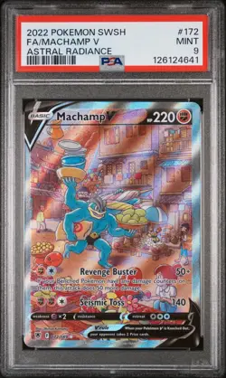 2022 POKEMON SWORD & SHIELD ASTRAL RADIANCE #172 FULL ART/MACHAMP V PSA 9 - Image 1