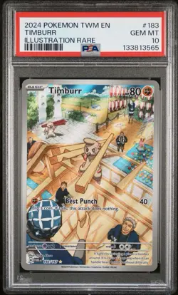 PSA 10 GEM MINT Pokemon Timburr Twilight Masquerade Illustration Rare 183/167 - Image 1