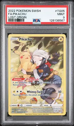 2022 POKEMON SWORD & SHIELD LOST ORIGIN #TG05 FULL ART/PIKACHU PSA 9 - Image 1