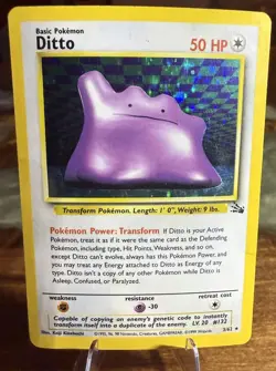 Pokemon Ditto Holo Rare Card 3/62 Fossil Unlimited 50 HP English TCG - Image 1