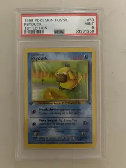 Pokemon TCG Psyduck 1999 Fossil Card 53/62 1st Edition Common Base Set PSA 9 - Image 1