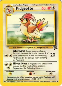 Pokemon TCG Pidgeotto Base Set 2 Rare Card 28/130 DMG - Image 1