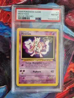 1999 Pokemon Movie Black Star Promo MEWTWO #3 Card PSA 8 - Image 1