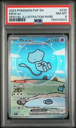 2024 POKEMON PAF EN-PALDEAN FATES SPECIAL ILLUSTRATION RARE #232 MEW EX PSA 8 - Image 1