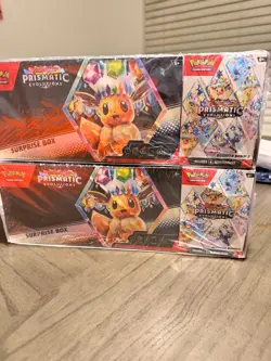LOT OF 2 Pokemon Prismatic Evolutions Surprise Box+Booster Bundle Sams Club Set - Image 1