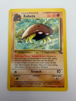 #50/62 Kabuto Normal Common - Pokemon TCG Fossil - Vintage - LP (See Photos) - Image 1