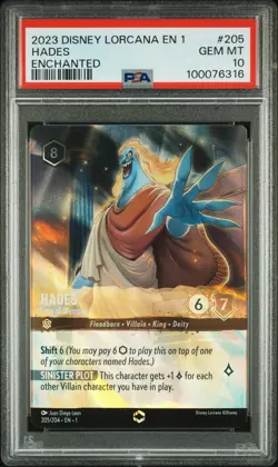 2023 DISNEY LORCANA EN 1-THE FIRST CHAPTER #205 HADES - KING OF OLYMPUS PSA 10 - Image 1