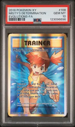 2016 POKEMON XY EVOLUTIONS #108 FULL ART/MISTY'S DETERMINATION PSA 10 - Image 1