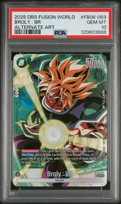 2025 DRAGON BALL SUPER CARD GAME FUSION WORLD RIVALS #FB06-063 BROLY - PSA 10 - Image 1