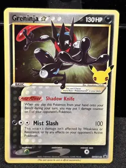 Pokemon TCG Greninja Star SWSH144 Celebrations Blackstar Promo Shiny Holo Card - Image 1