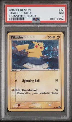 Pokemon TCG Pikachu P5 Holo Inverted Back Error 12/17 PSA 7! Holo Bleed 🩸 🩸 - Image 1