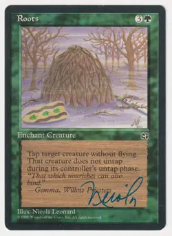 Blue Signed Roots MP Homelands Artist Nicola Leonard 1995 MTG Magic Misprint EDH - Image 1