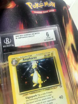 2000 Pokemon Neo Genesis Ampharos Holo SWIRL 💫 #1/111 BGS 6/PSA 7 - Image 2