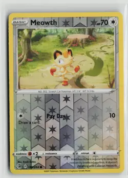 Pokemon TCG Fusion Strike Meowth x1 NM Reverse Holo 199 - Image 1