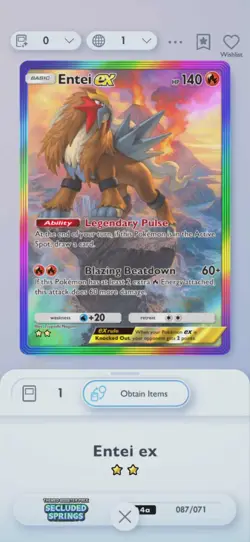 [English] Entei EX | Full Art | 2 Star ⭐⭐ | Pokemon TCG Pocket Trade - Image 1