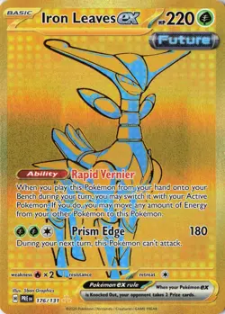 Pokemon TCG Prismatic Evolutions-Iron Leaves EX Hyper Rare Gold Card 176/131 - Image 1