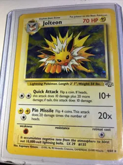 1999 Pokemon Jolteon Holo Rare Jungle Set 4/64 WOTC Vintage TCG Card - Image 2