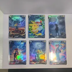 Lot of 6 Custom holo Ash's Pikachu V Pokemon Trading Card sleeved & top loaded - Image 2