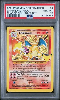 2021 POKEMON CELEBRATIONS CLASSIC COLL #4 CHARIZARD-HOLO PSA 10 - Image 1