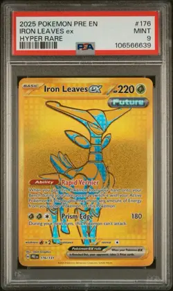 PSA 9 Pokemon Prismatic Evolutions Hyper Rare Iron Leaves EX 176/131 - Image 1